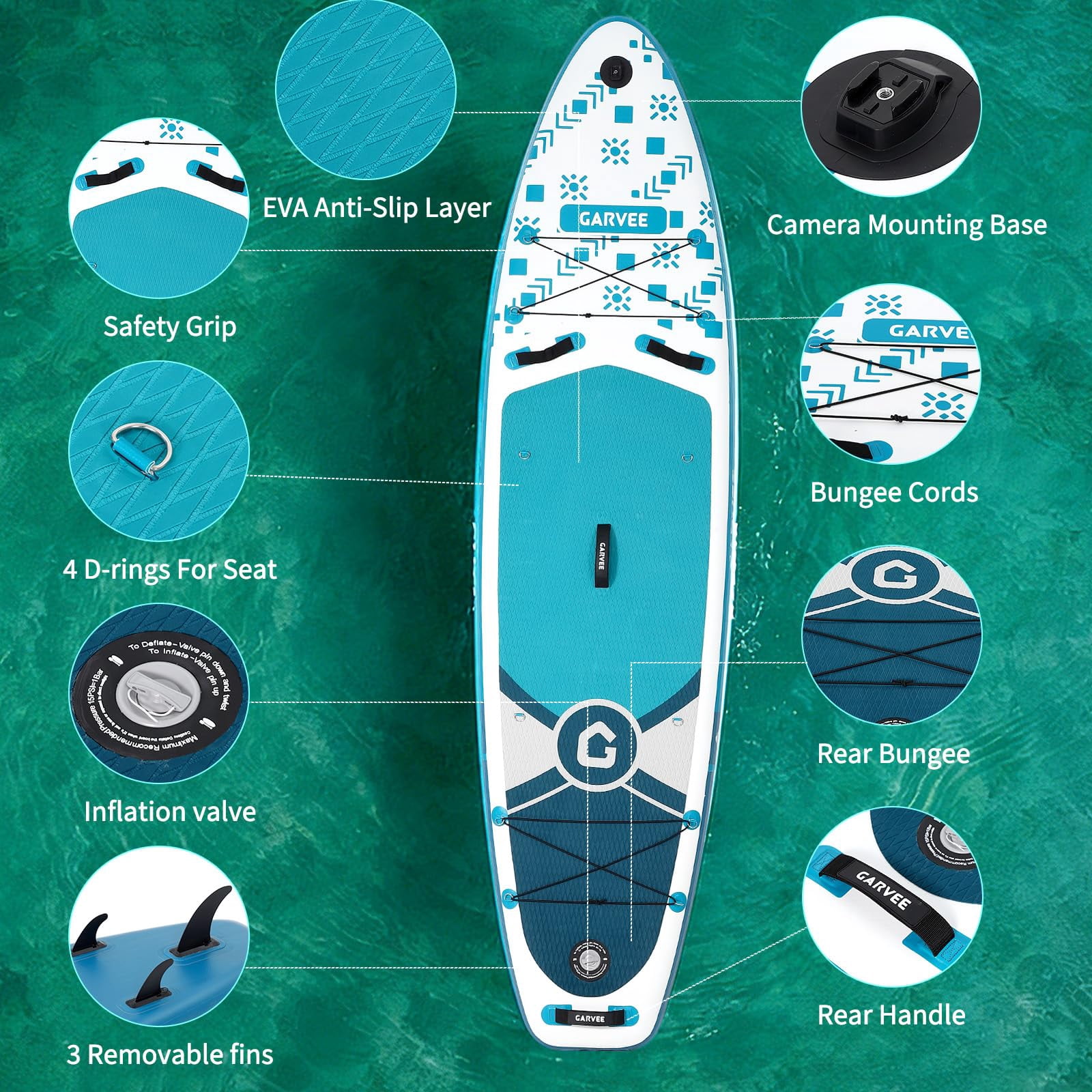 10'6" Inflatable Stand Up Paddle Board with Premium SUP Accessories, Anti-Slip EVA Deck, Built-in Camera Mount, Wide & Stable Design Paddle Boards for All Skill Levels