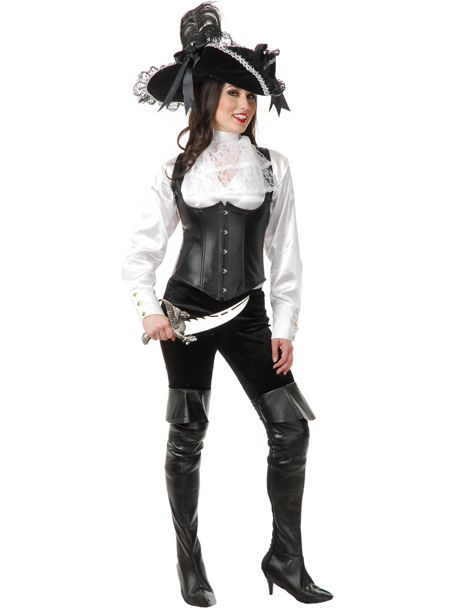 Charades Womens White Satin Pirate Shirt Blouse 4969