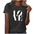 thumbnail image 2 of Holiday Deals kttectoa Classic Fit Casual T Shirt Basic Tops Going Out Tops for Women LOVE Print T Shirts Short Sleeve Lace Crewneck Blouse for Ladies On-trend Low Spend Street, 2 of 4