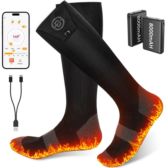Calcetines térmicos Youtelit, baterías recargables de 8000 mAh, 10 h de calor