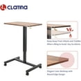 thumbnail image 4 of CLATINA Pneumatic Height Adjustable Laptop Desk with Lockable Wheels, Size 28 x 19 inch, Brown, 4 of 8