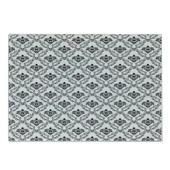 Damask Cutting Board, Traditional Complex Chained Double Face Damask Lines Internal Pattern Illustration, Decorative Tempered Glass Cutting and Serving Board, Small Size, Brown White, by Ambesonne