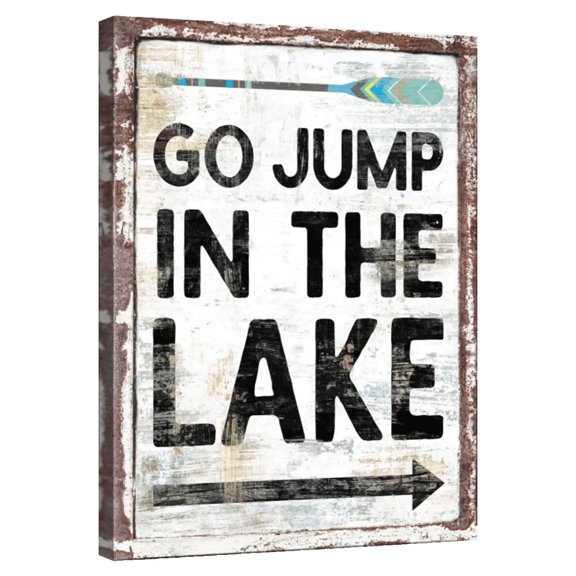 Elephant Stock Go Jump In The Lake Sign Wall Art - Vertical Canvas Wall Art - Living Room Wall Decor - Inspirational And Typography Canvas - Black And Gray Decor - 8" x 12"