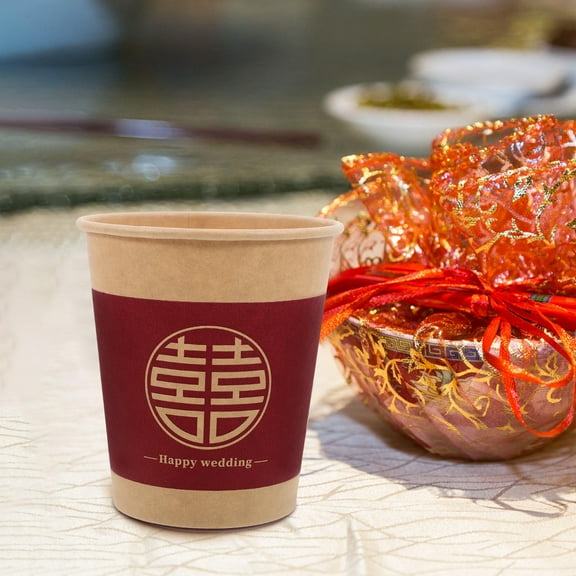 HOOWIFFY 50Pcs Wedding Banquet Paper Cups Disposable Cups for Festive Events