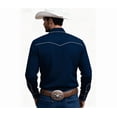 thumbnail image 3 of Mens Western Cowboy Shirt Long Sleeve Button Down Work Shirts with Pockets Regular Fit Work Basic Shirt Blue _M, 3 of 4