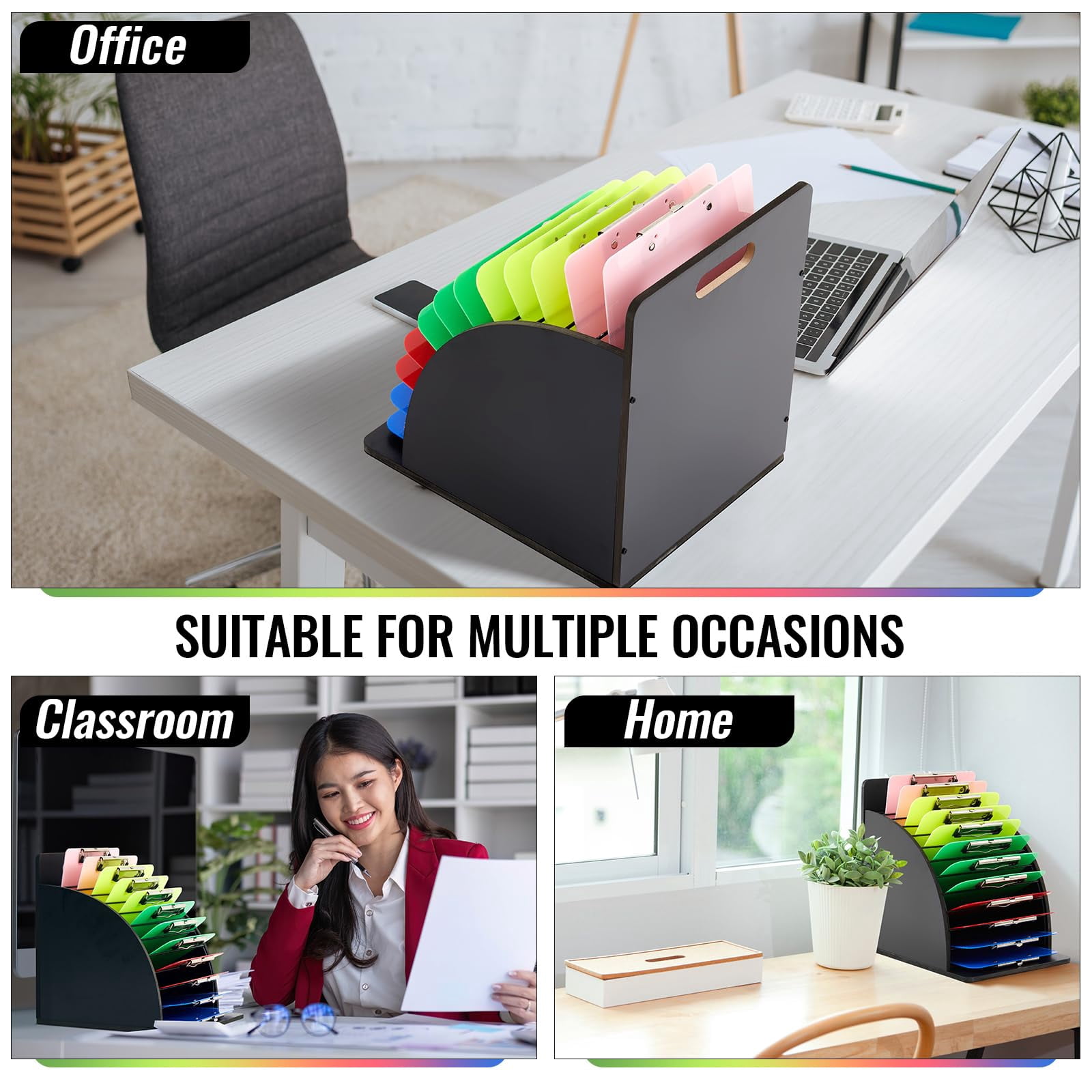 1 Wooden Clipboard Holder Storage Metal Rack With Raised Side Panel Organization For Classroom Office School Teacher  Clip Boards Not Included