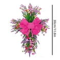 thumbnail image 3 of Nkmbld Spring Wreaths for Front Door, Artificial Colorful Flower Wreath with Pink Bow for Indoor Outdoor Farmhouse Porch Wall Window Wedding Decor, 3 of 9