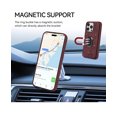 thumbnail image 2 of Dteck for Apple iPhone 15 Pro Max Wallet Case, Shockproof Heavy Duty Flip PU Leather Ring Kickstand Card Holder Anti-Scratch Soft Protective Cover, winered, 2 of 8