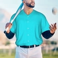 thumbnail image 6 of Daiia Aqua Mens Baseball Jersey Button Down Shirts Short Sleeve Sports Uniforms-Large, 6 of 9
