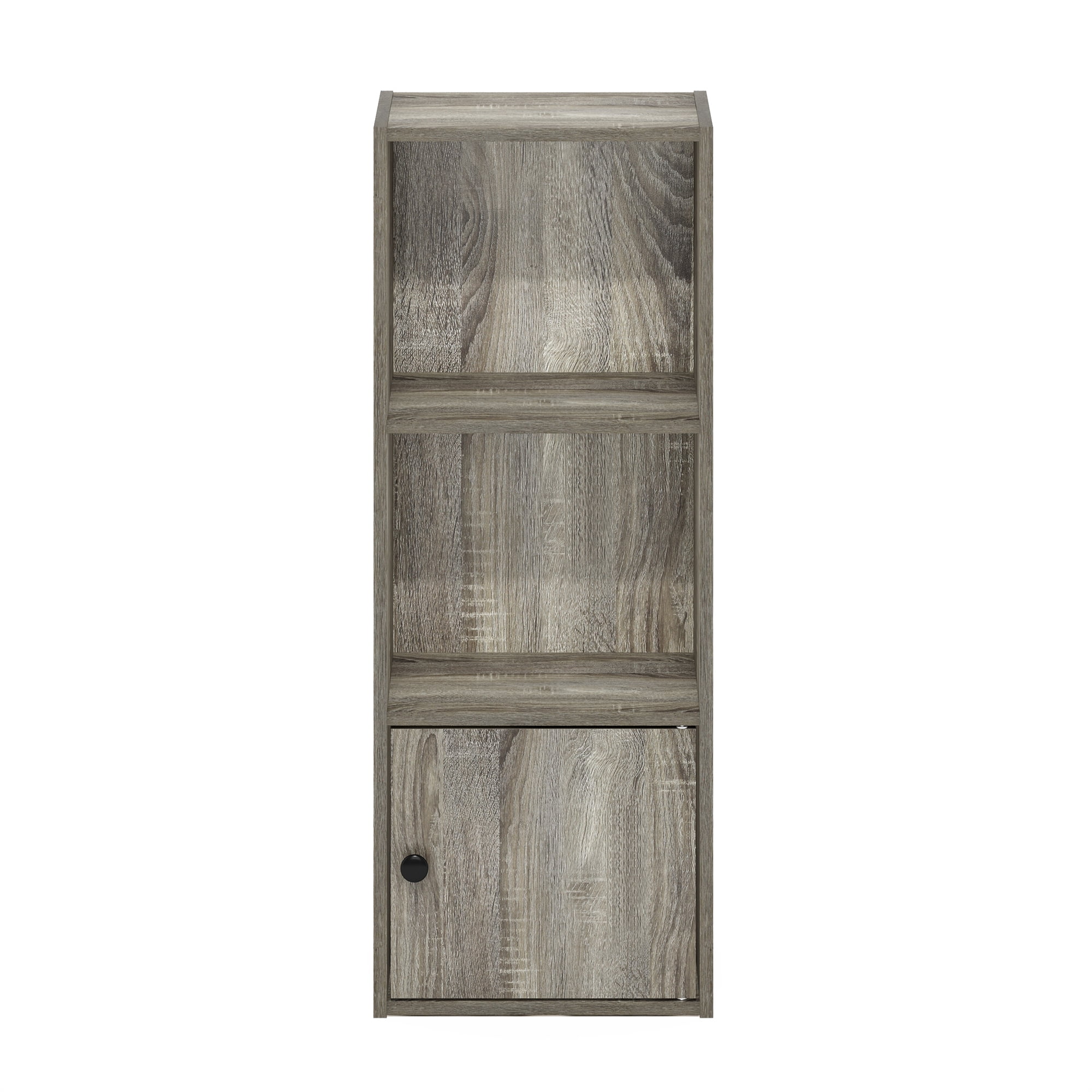Furinno Luder Adult-Shelves Standard Bookcases with 1 Door Storage Cabinet, French Oak
