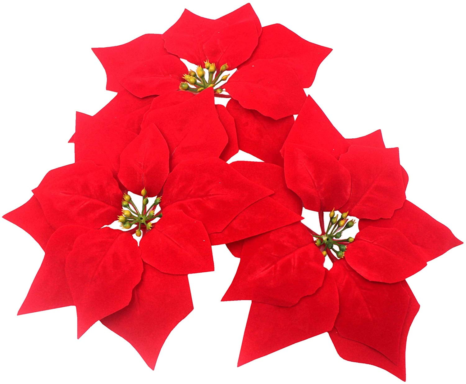 Pack of 24 Artificial Wedding Christmas Flowers Red Poinsettia ...