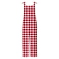 thumbnail image 5 of Feancey Boho Rompers for Women 2025 Summer Linen Plaid Jumpsuits Beach Casual Loose Fit Bib Overalls Adjustable Strap Sleeveless Romper with Pockets Red 3XL, 5 of 6