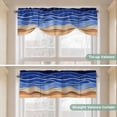 thumbnail image 3 of Tie Up Valance for Windows Navy Blue Waves Curtains Valances Rod Pocket Valance Window Treatments Abstract Water Lines Balloon Curtains for Kitchen Living Room Bedroom Bathroom Decor 54x18 Inch, 3 of 9