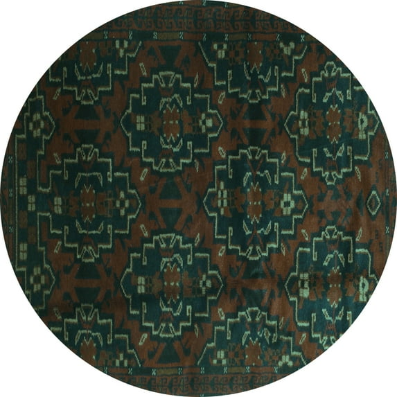 Ahgly Company Indoor Round Persian Turquoise Blue Traditional Area Rugs, 7' Round