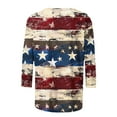 thumbnail image 4 of GERsome American Flag T-Shirt for Women 3/4 Sleeve Crewneck 4th of July Patriotic Shirts Loose Fit USA Star Stripes Graphic Tee S-5XL, 4 of 5