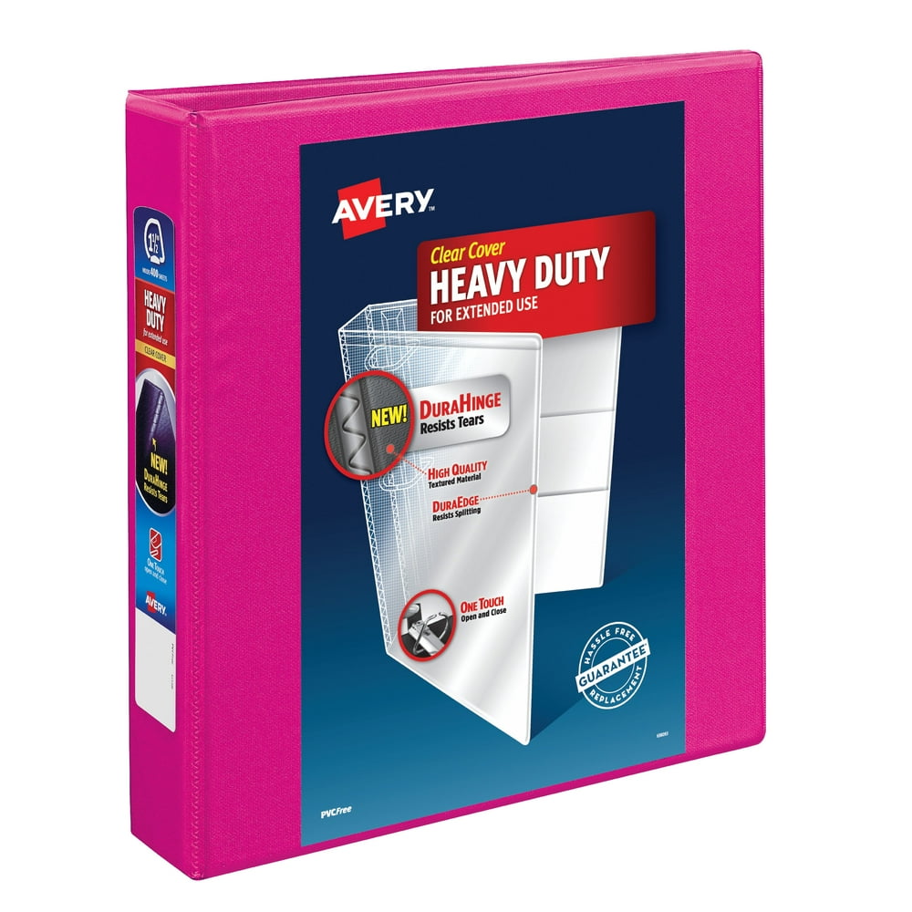 Avery HeavyDuty View 3 Ring Binder, 1.5" Slant Rings, Pink