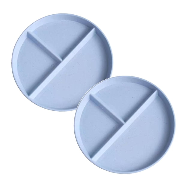 Oleegame Ensemble de Couverts en Acier Inoxydable 2 Pcs Assiettes de Blé pour Adultes Ensemble de Vaisselle Réutilisable Assiette Divisée pour Enfants Plateau Déjeuner en Plastique Bariatrique Micro-Ondes et Lave-Vaisselle Bleu
