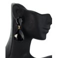 thumbnail image 3 of Women's Elegant Dangling Teardrop Stone Pierced Earrings - Jet Black Stone/Gold-Tone, 3 of 3