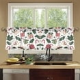 thumbnail image 4 of Yayeee Kitchen Curtains Set of 2 Light Filtering 57"x24" Over Sink Window Panels, White Christmas Holly, 4 of 7