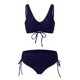 thumbnail image 4 of Gibobby Bañador de Bikini Mujer Nueva Split Wrap Lace Up Hollow Out Bikini Color sólido Sexy Bikini de cintura alta Conjunto de dos piezas(Azul,M), 4 of 5