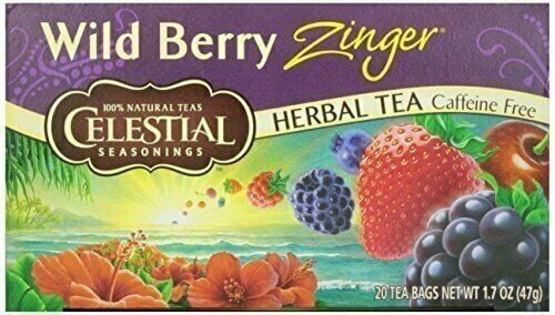 Celestial Seasonings Tea Caffeine Free Herbal Tea, Wild Berry Zinger 20 ea (Pack of 6)