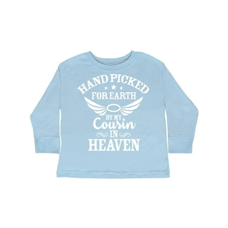 

Inktastic Handpicked for Earth By My Cousin in Heaven with Angel Wings Gift Toddler Boy or Toddler Girl Long Sleeve T-Shirt