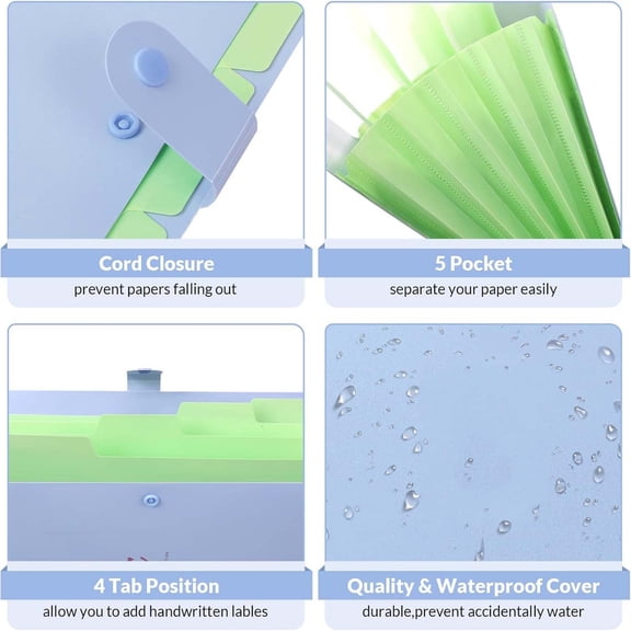 1 Folder Letter Paper Expanding File Folder Pockets Accordion Document Organizer