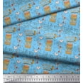 thumbnail image 2 of Soimoi Blue Poly Georgette Fabric Text & Peanut Butter Food Decor Fabric Printed Yard 52 Inch Wide, 2 of 6