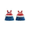 thumbnail image 2 of BemeyourBBs Toddler Baby Girl 4th of July Dress Outfit Little Baby Girl Patriot Independence Day Dress Red White Blue Stripe Star Print Flying Sleeve Tiered Tulle Tutu Dress Party Holiday Dresses, 2 of 9