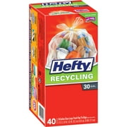 Hefty Recycling Clear Large Trash Flap Tie Bags, 30 gal, 40 count