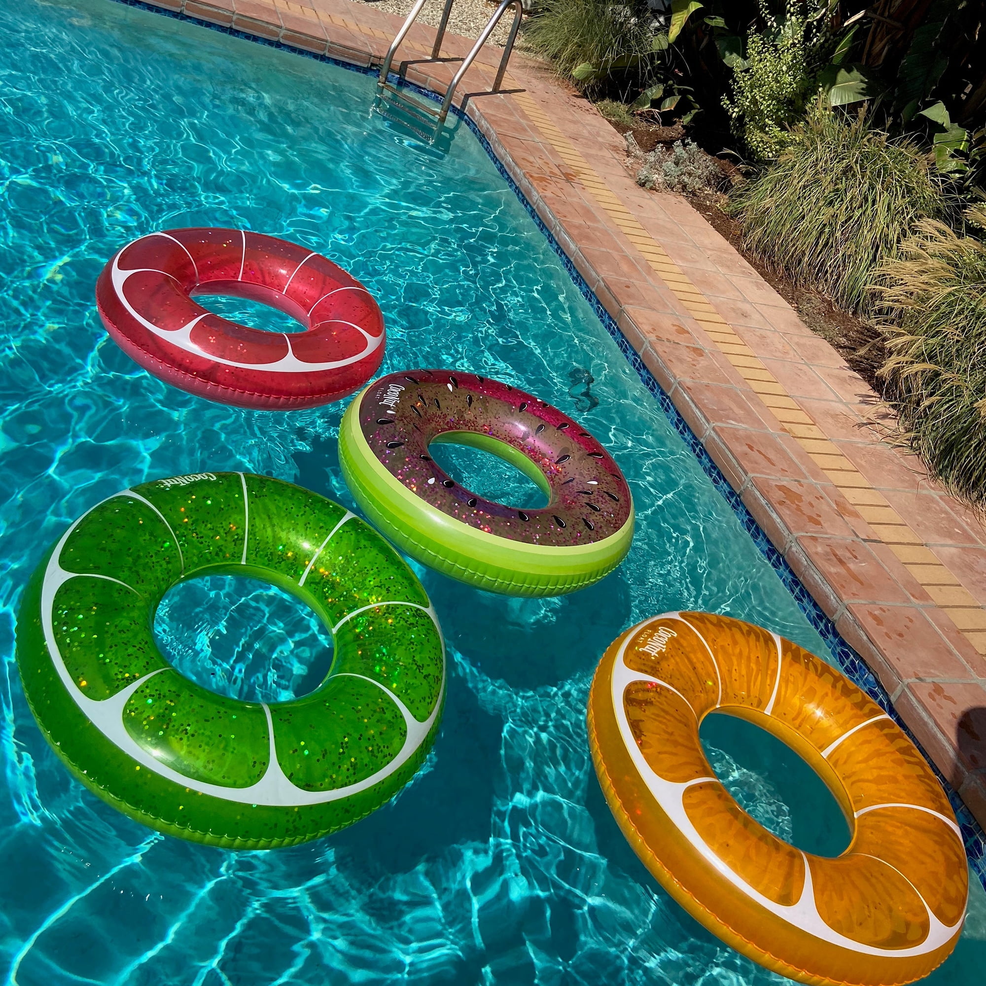 CocoNut Outdoor Tangerine Orange Glitter - 42" x 42" Pool Float – Inflatable Pool Ring – Durable Long Lasting Lounge Tube and Water Toy – Fun Decoration for Parties, Events. Ages 8+