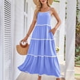 thumbnail image 4 of Vestidos Puntoco para mujer, vestidos elegantes a la moda de verano con espalda descubierta y encaje en capas, sin mangas, con bolsillo y cintura, 4 of 8
