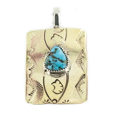 - Rare $200 Retail Tag Navajo Bear Handmade Authentic Made by Charlene Little Brass Natural Turquoise Native American Pendant