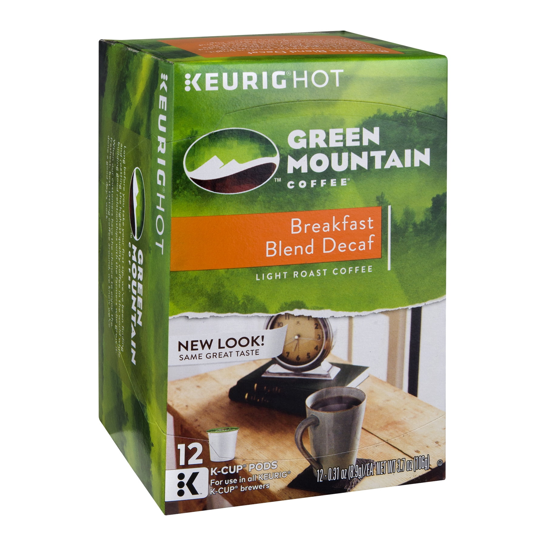 Green Mountain Coffee Decaf Single Serve Coffee for Keurig, Breakfast Blend, 12 Ct