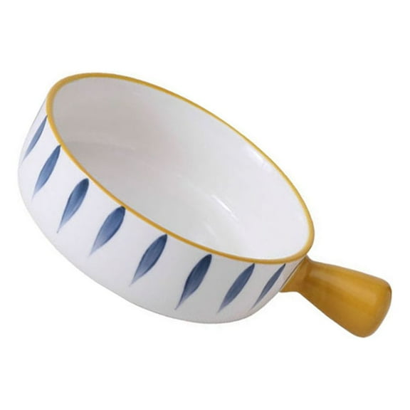 Ceramic Noodle Soup Bowl Handle Multipurpose Serving Bowl Smooth Hygienic For Fruit Salad Rice
