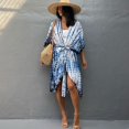 thumbnail image 1 of Cárdigan de rayón con hojas y parte inferior negra, chaqueta holgada para playa, protección solar, bikini, blusa, traje de baño para mujer, 1 of 6