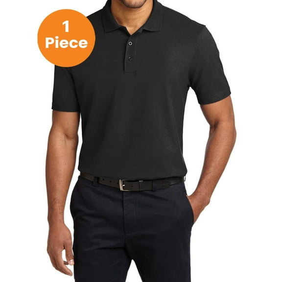 Port Authority TLK510 Tall Stain-Resistant Polo, Black, 3XLT, Big and Tall Polo Shirts