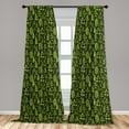 thumbnail image 5 of Ambesonne Sage Curtains, Patterned Green Leaves, Pair of 28"x84", Apple Green Dark Green, 5 of 5