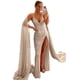 thumbnail image 2 of Vestidos largos de fiesta de lentejuelas de sirena brillantes para mujer, con abertura alta, cuello en V, tirantes finos con purpurina, vestidos formales de fiesta de noche, 2 of 5