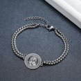 thumbnail image 5 of TANGPOET 925 Sterling Silver San Judas Tadeo Catholic Religious Medal Multi Strand Rolo Chain Bracelet for men, 5 of 5