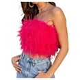 thumbnail image 3 of Txlixc Mujeres Sexy Strapless Crop Top Y2k Faux Fur Tube Top Fairy Mini Chaleco Fluffy Tight Bra Top Estética Clubwear ( Txlixc Estilo de ocio, 3 of 9
