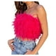 thumbnail image 3 of VISgogo Tops de tubo para mujer, decoración peluda de color sólido para adultos sin mangas con hombros descubiertos y espalda descubierta, tops cortos ajustados VISgogo moda, 3 of 9