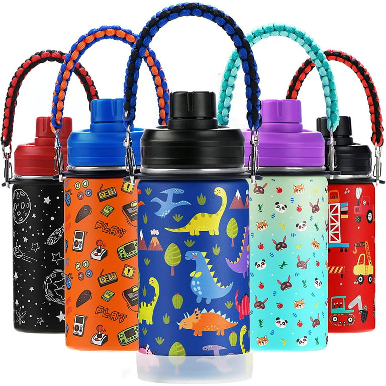  Volhoply 18oz Insulated Water Bottle Bulk 4 Pack,Kids Stainless  Steel Water Bottles with Straw Lid,Double Wall Vacuum Reusable Metal  Thermos,Wide Mouth Sports Flask Keep Hot and Cold(Dark Night,4 Set) : Sports