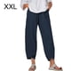 thumbnail image 1 of Mujer Pantalones Bolsillo Noveno Pantalones Pantalones deportivos holgados de pierna ancha, Azul oscuro, XXL seitruly AP002213-33, 1 of 5