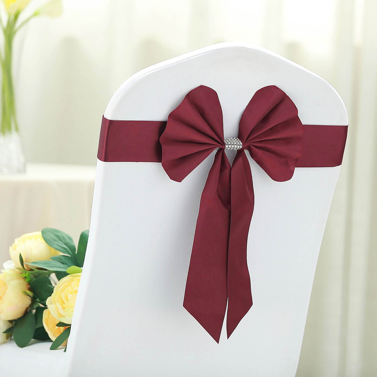 Efavormart 5 Pack Burgundy Reversible Chair Sashes with Buckle Double ...