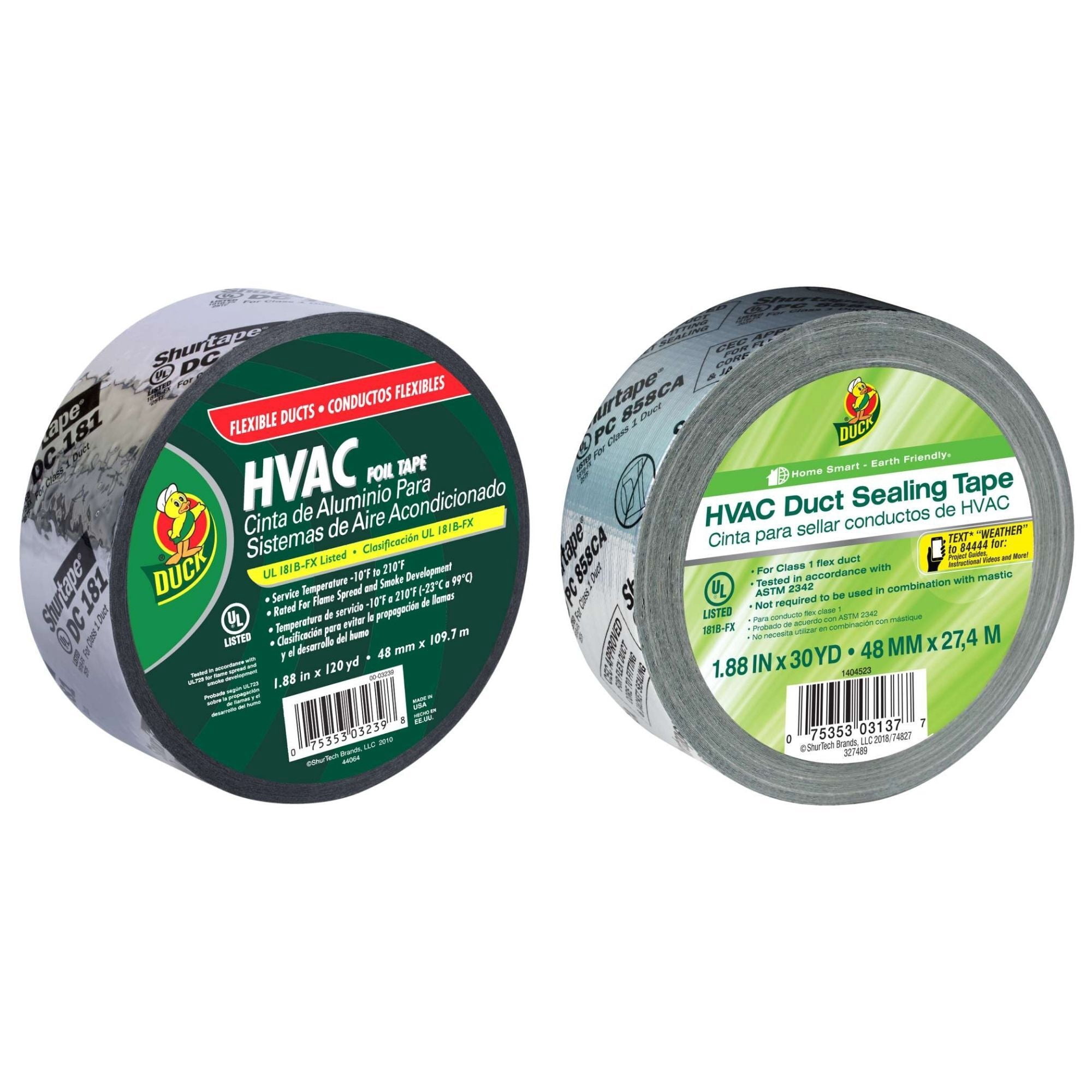 Duck Brand HVAC Foil Tape 1.88" x 120 yard Roll for Flexible Ducts
