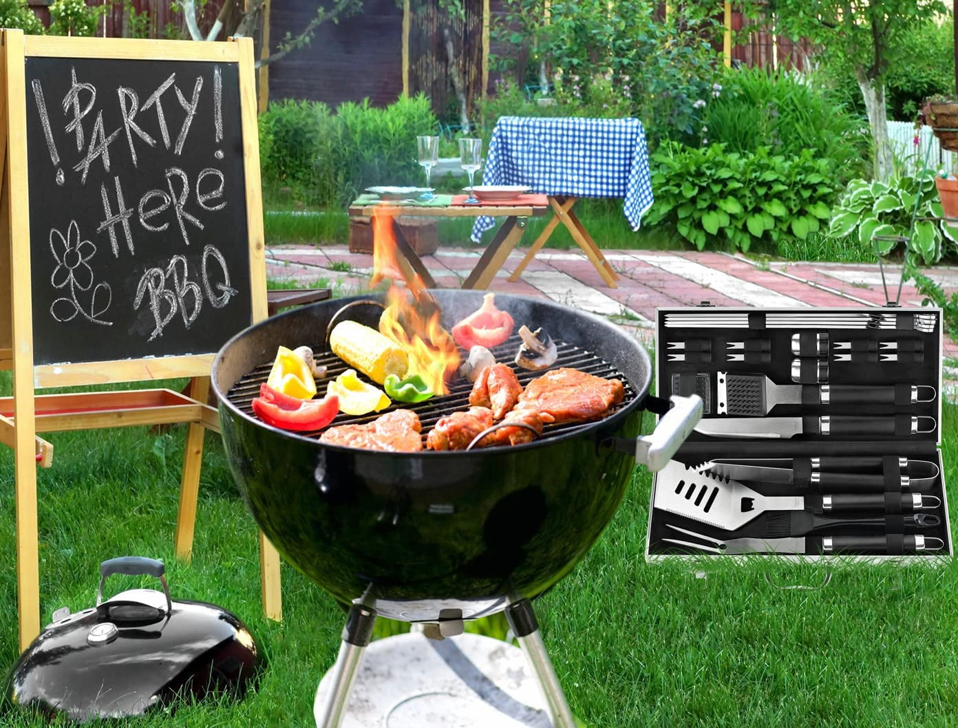 POLIGO 22PCS Grill Accessories Set for Outdoor Cooking, BBQ Tools with Case - Ideal Gifts for Men