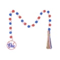 thumbnail image 1 of Wood Bead Garland with Rustic Tassels, Farmhouse Wall Hanging Prayer Beads Patriotic American Independence Day 4th of July Ornaments for Home Decor, 1 of 7