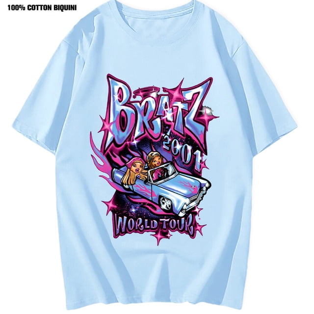 Bratz-camisetas de gran tamaño para hombre y mujer, remeras de estética Harajuku Y2k, ropa de calle informal negra, camiseta de manga corta 100% de algodón