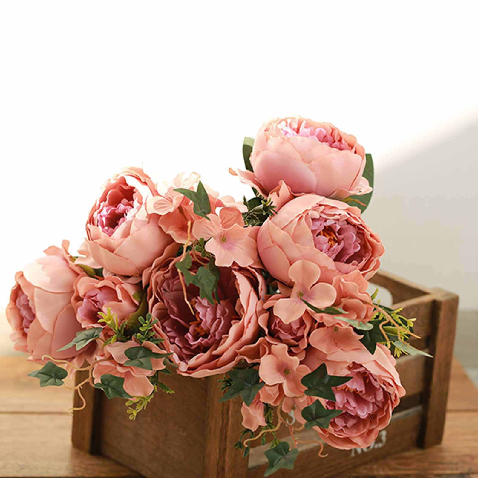 Artificial Silk Flower Bouquet Bush Arrangement colorful Tea Rose Wedding Decor 
